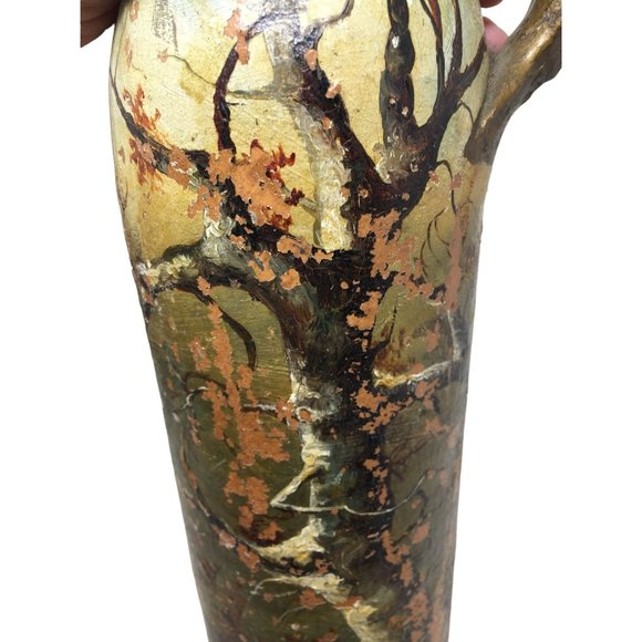 Folk Art Handprinted Tall stoneware jug with fine art scene - Picture 13 of 14